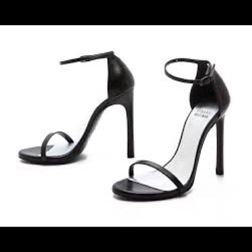 Stuart Weitzman Black Leather Nudist Sandal 9